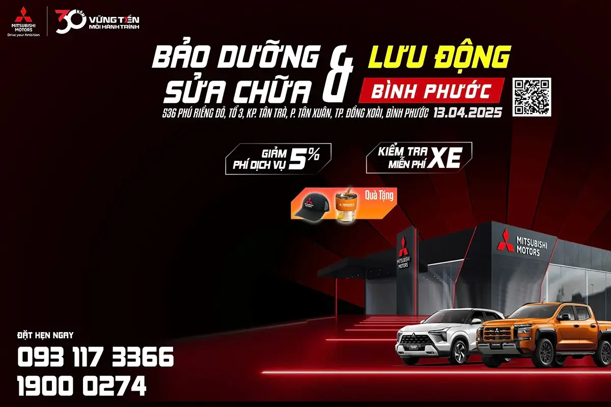 Chương Trình Bảo Dưỡng & Sửa Chữa Lưu Động xe Mitsubishi tại Bình Phước – Ngày 13/04/2025