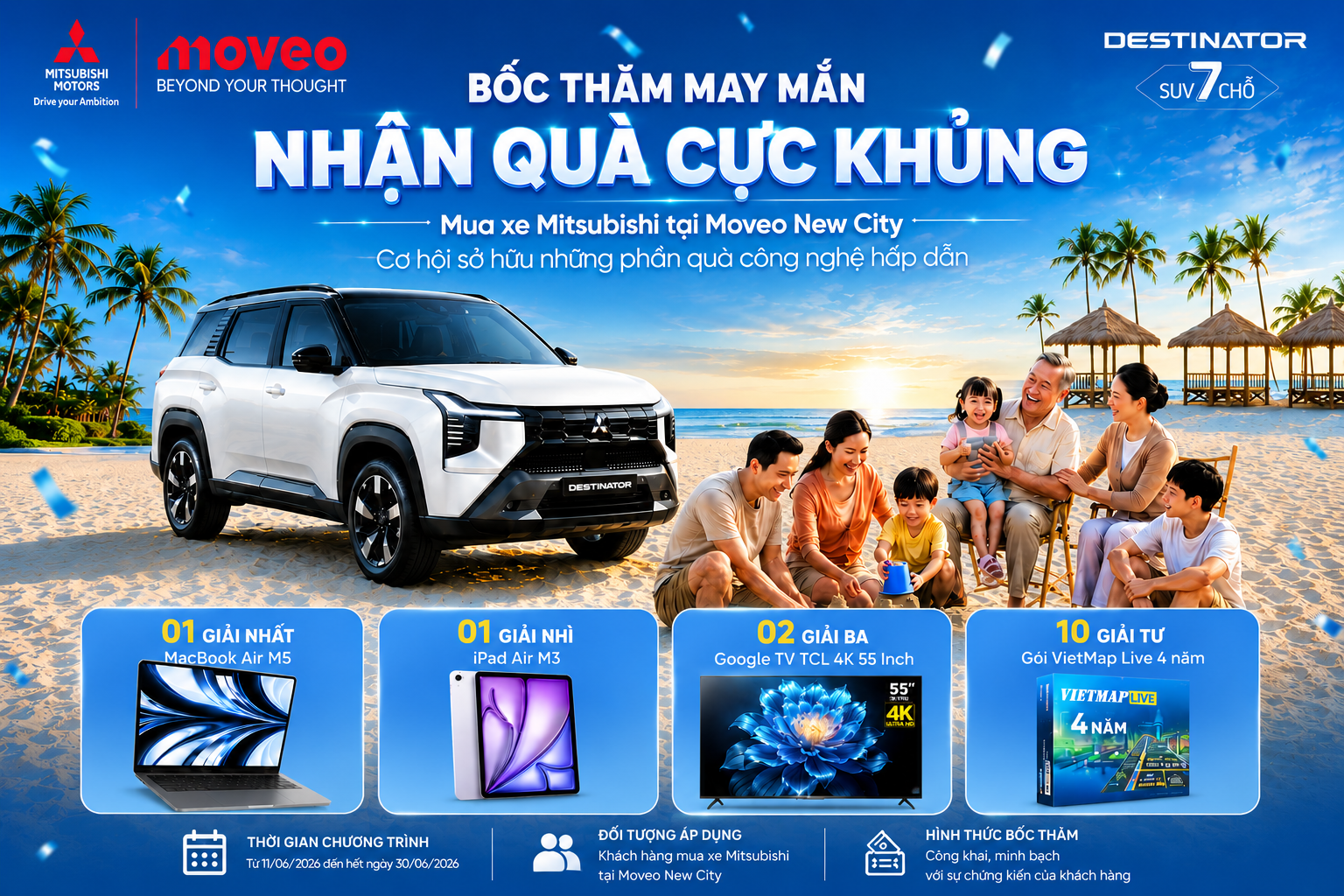 Mua Mitsubishi Destinator tại Moveo New City – Cơ hội nhận nhiều quà tặng công nghệ hấp dẫn