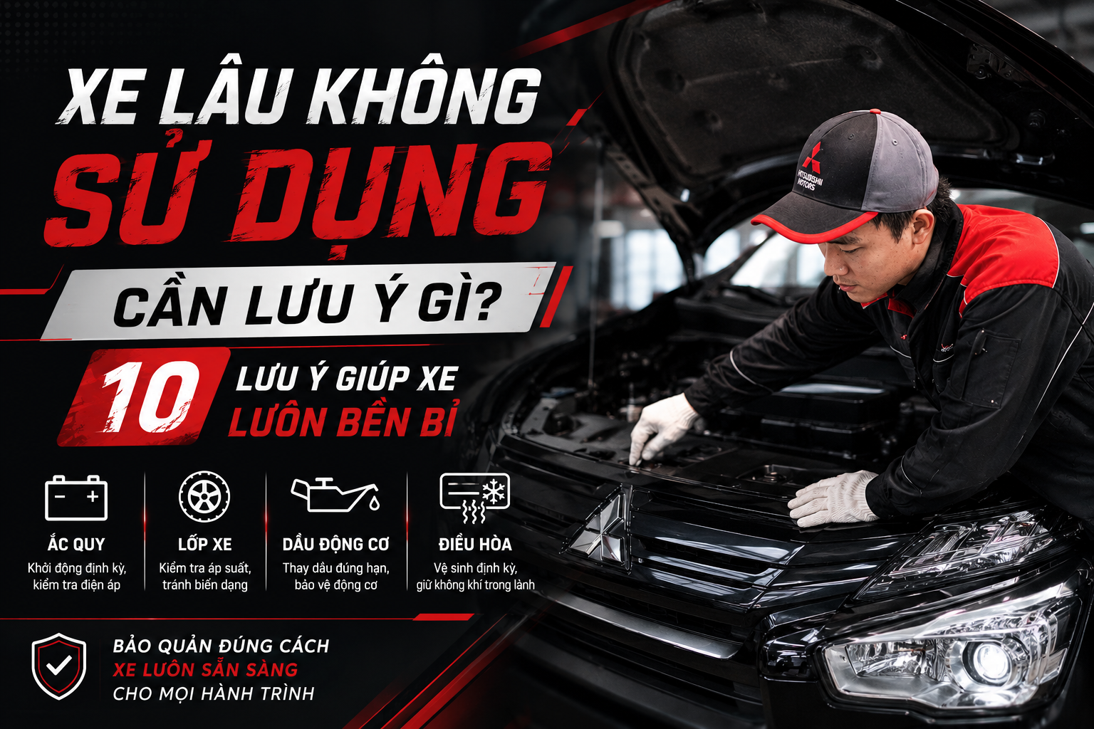 Xe lâu không sử dụng cần lưu ý gì? 10 lưu ý giúp xe Mitsubishi luôn bền bỉ